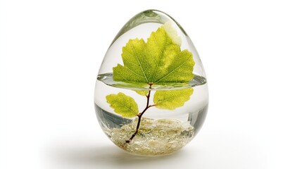 Leaf encased in resin, a unique and artistic display of nature.