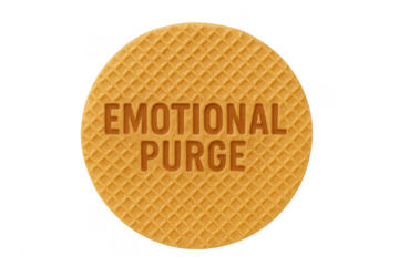 Waffle cookie displaying emotional purge concept