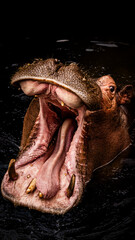 Hippopotame au large rugissement