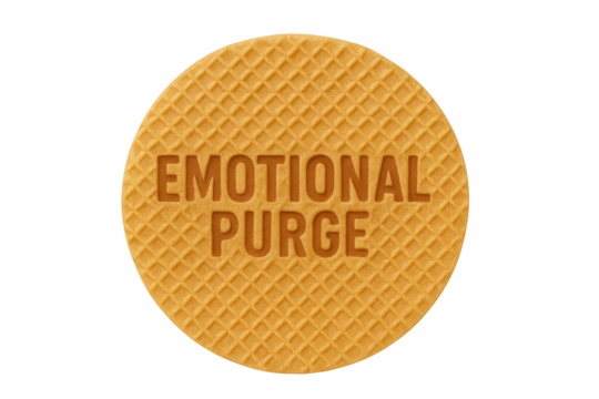 Waffle cookie displaying emotional purge concept