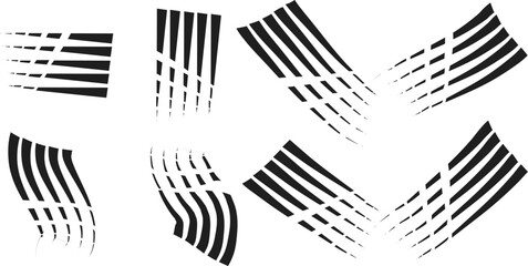 Dynamic abstract black line patterns, graphic elements, brush strokes, creating modern versatile design