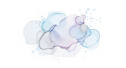 Abstract watercolor paint splash with light blue and purple colors isolated on white background