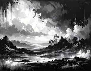Monochrome Landscape Painting.