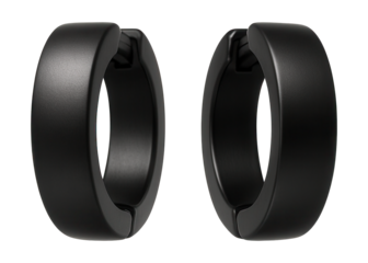 Matte black titanium huggie earrings.