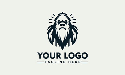Gorilla face vector logo illustration for animal brand or business with template