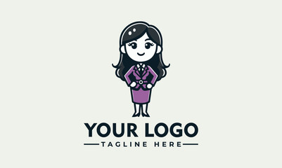 Charming Businesswoman Character Vector Logo Illustration for Corporate Branding