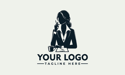 Elegant business woman vector logo illustration, professional female silhouette for corporate identity