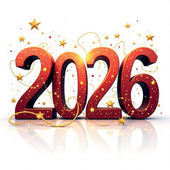 Festive Ribbon and Stars Happy New Year 2026 Graphic