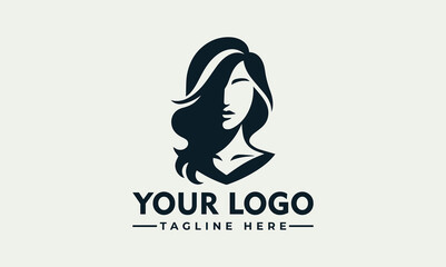 Elegant woman face vector logo illustration for beauty and fashion brands