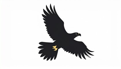 Obraz premium A majestic black bird soars with its wings spread wide, representing freedom and power in its flight