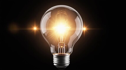 Bright idea concept illustration with a glowing light bulb symbolizing creativity and innovation against a dark background - Powered by Adobe