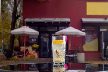 Ginger lemonade with orange and cinnamon