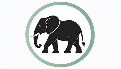 Obraz premium Elephant Icon A Simple Silhouette in a Green Circle for Design and Branding Projects