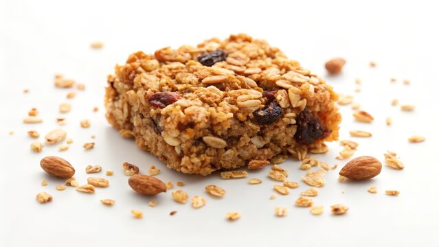 A close up view of granola cluster with mixed oats and seeds