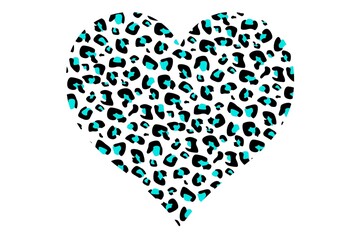 Heart with leopard print isolated on white background