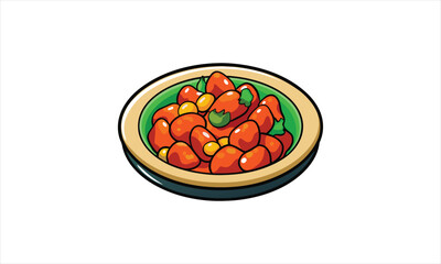 Traditional Food Bowl Illustration