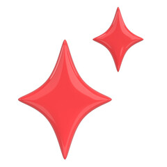 Obraz premium Glossy Star Sparkle. 3D Illustration.