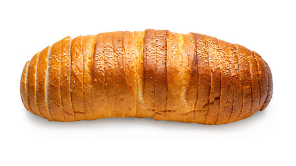 White bread sliced ​​with sesame seeds on isolated background