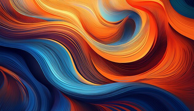 abstract swirling lines with orange and blue gradient - Powered by Adobe