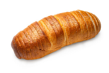 White bread sliced ​​with sesame seeds on isolated background