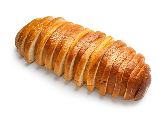 White bread sliced ​​with sesame seeds on isolated background