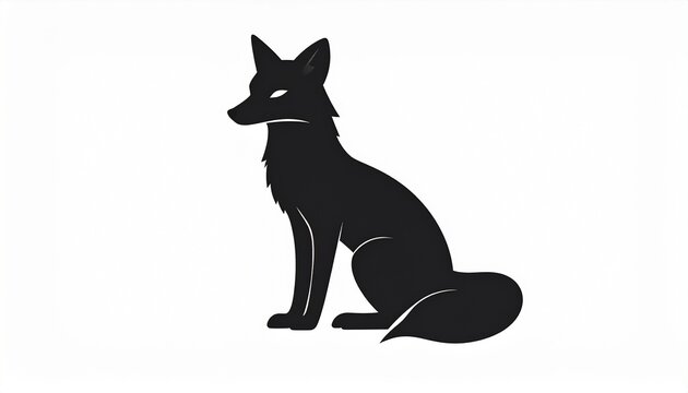Elegant and sleek black fox silhouette illustration sitting gracefully, a minimalist and captivating animal graphic design perfect for various branding and nature-themed projects - Powered by Adobe