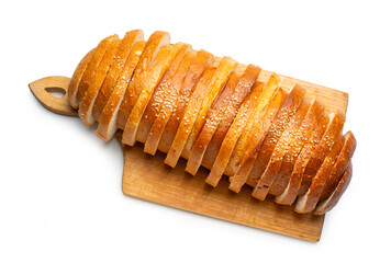 White bread sliced ​​with sesame seeds on isolated background