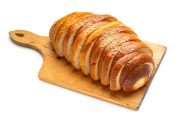 White bread sliced ​​with sesame seeds on an isolated background