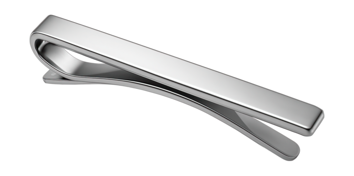 Sleek, minimalist silver tie clip.