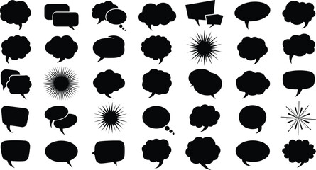 Diverse Dialog Shapes, Chat, Comic, Idea, Communication Icons, Collection Graphic Element Kit.