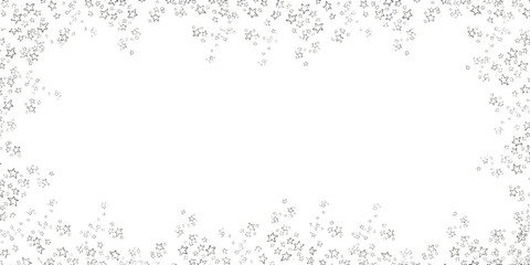 Obraz premium Silver foil Frame. Snowflakes and stars border the isolated PNG illustration. Silver wave dust. Snow particles create a magical winter backdrop for wedding,vip cover template,grand opening,flyer.