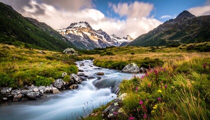 Naklejka premium Majestic Mountain Stream in New Zealand.