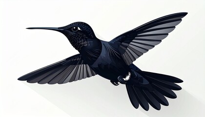 Striking Black Hummingbird in Flight A Study in Elegance and Grace Depicted in Detail