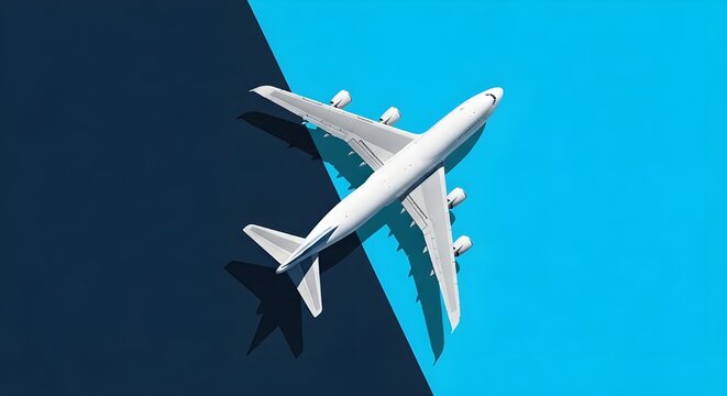 Dise&ntilde;o plano del concepto de viaje con avi&oacute;n sobre fondo azul con espacio de copia