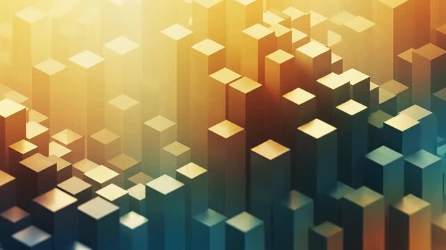 Abstract Isometric Motion: Animated Geometric Landscape with Warm and Cool Palette
