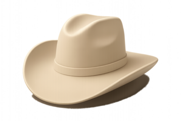 Tan Cowboy Hat with Stitched Brim on Black Patterned Background