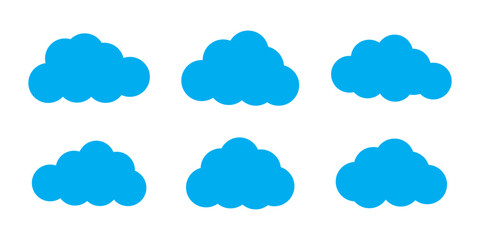 Obraz premium Set of cartoon clouds in flat style. white cloud collection Many white clouds for design