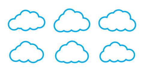 Cloud icon set - vector. cloud symbol in line and glyph style. Vector illustration