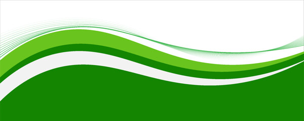 Abstract White and Green wave wide background banner.eps10