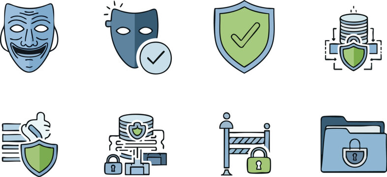 Cybersecurity Icon Set Privacy, Protection and Data Security Visuals