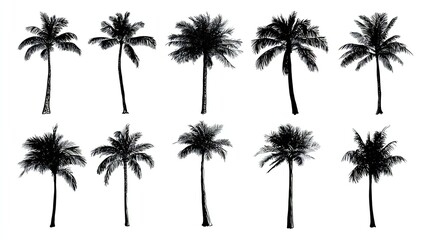 Tropical Palm Tree Silhouettes Set - Nature Design
