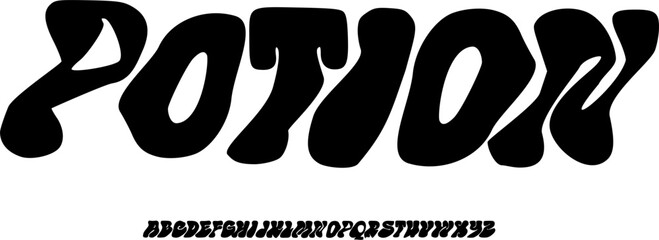 Potion Bubble Font – Groovy Liquid Alphabet Typeface for Retro Branding, Psychedelic Posters, and Creative Typography Design