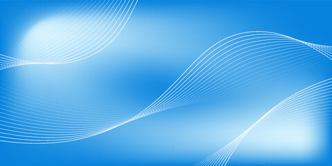 Abstract blue gradient background with shining lines waves. Minimalist background for banner, poster, cover, brochure, flyer, website.eps10