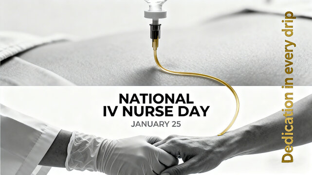 Infusion tubes and handshake elements, IV Nurse Day, nursing dedication and doctor-patient connection, suitable for medical public welfare, medical recognition and publicity.
