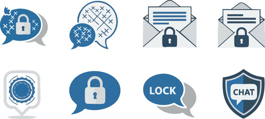 Secure Communication Chat Icons Set for Privacy & Safety