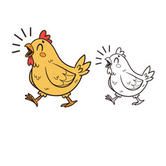 Coloring Book For Kid Hen Image Vector