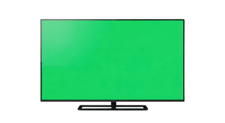 A digital screen displays a vibrant green rectangle with subtle shading and reflections transparent background