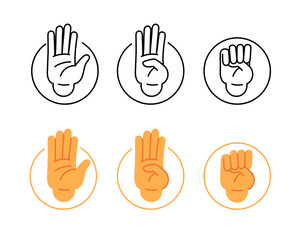 Hand gesture domestic violence, insecurity. Sign language. Gesture for help. Line hand violence at home signal for help. Stop symbol or pictogram. Modern trendy flat cartoon style.