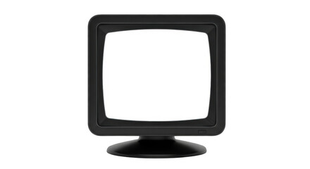 Retro television displaying static screen with curved display technology transparent background