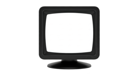 Retro television displaying static screen with curved display technology transparent background